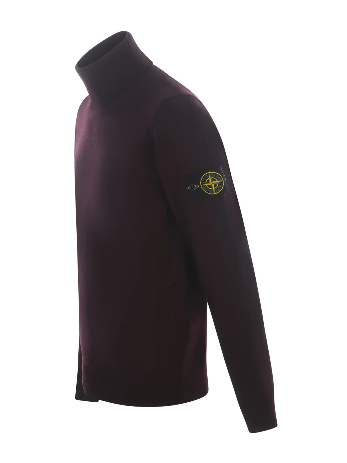 Stone Island Roll Neck Knit Sweatshirt in Burgundy