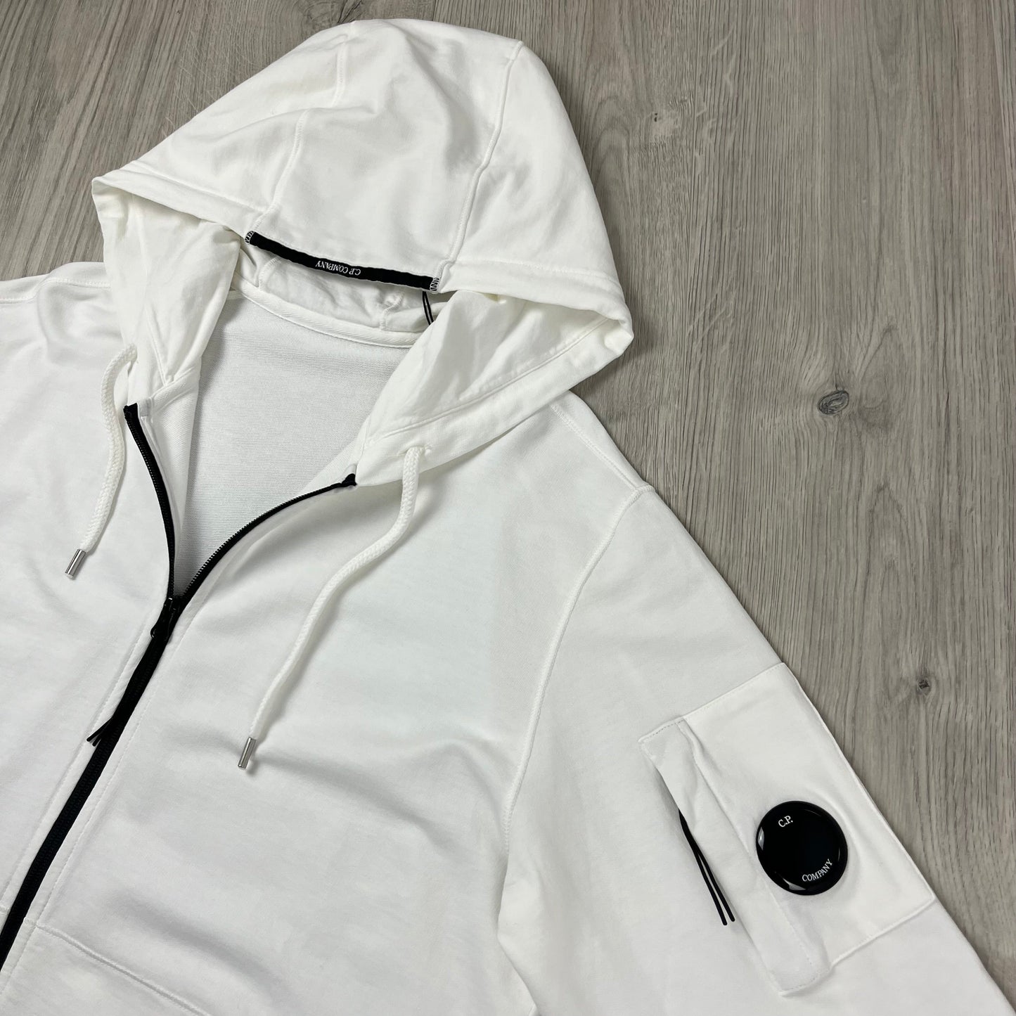 CP Company Light Fleece Zip Hoodie - White