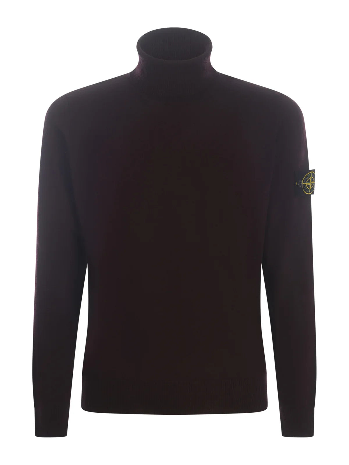 Stone Island Roll Neck Knit Sweatshirt in Burgundy