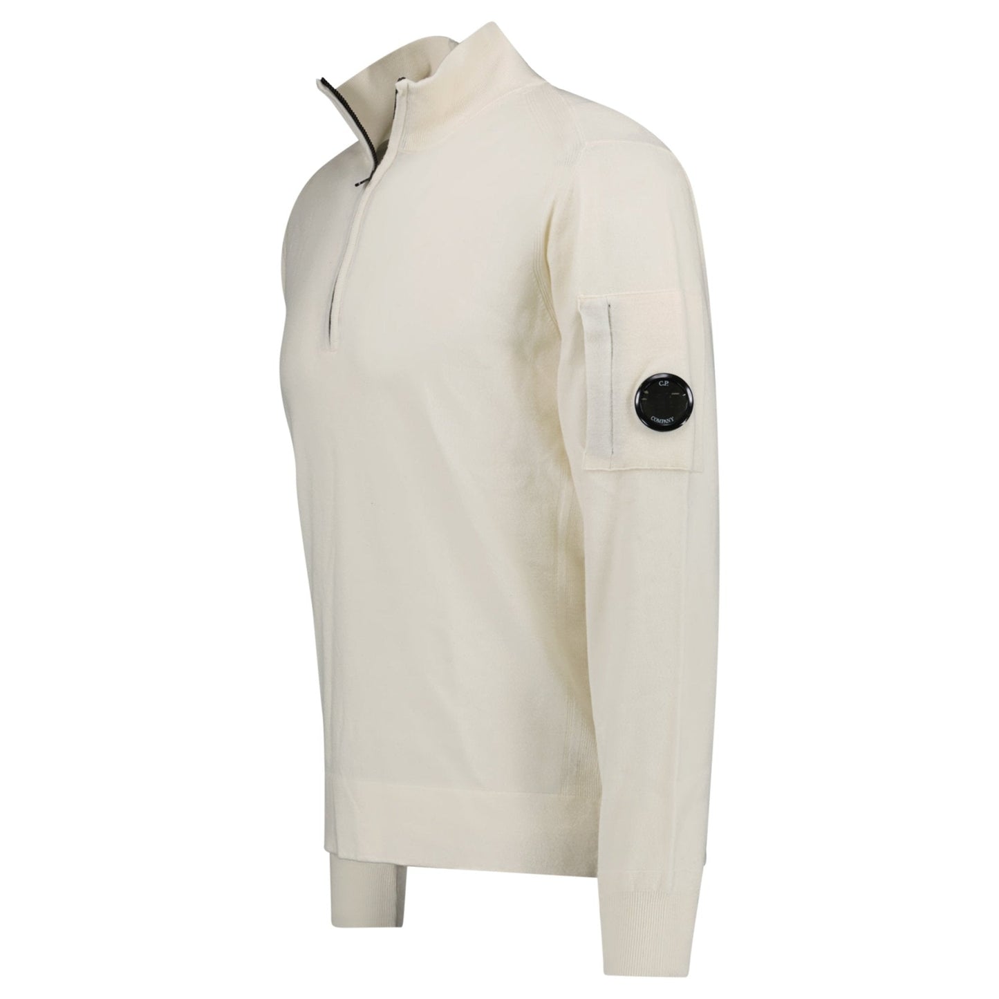 CP Company Collar 1/4 Zip Knitted Lens Fleece Gauze White