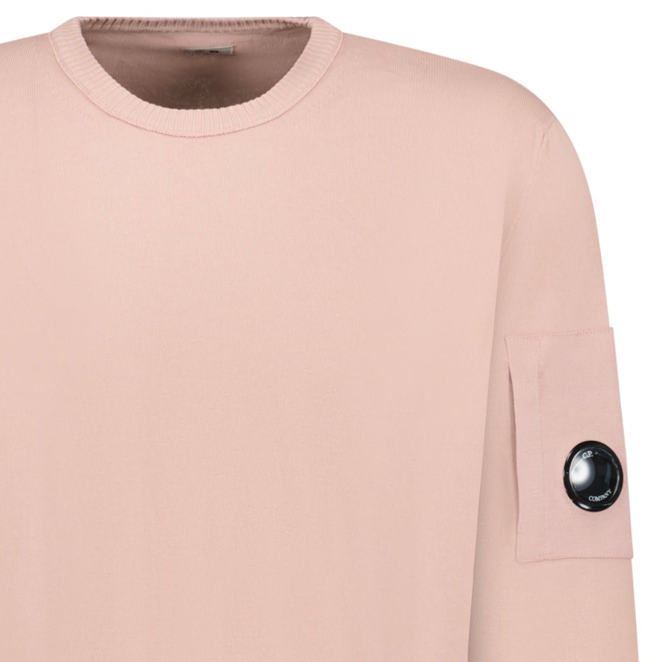 CP Company Cotton Crepe Crewneck Lens Knit in Misty Rose