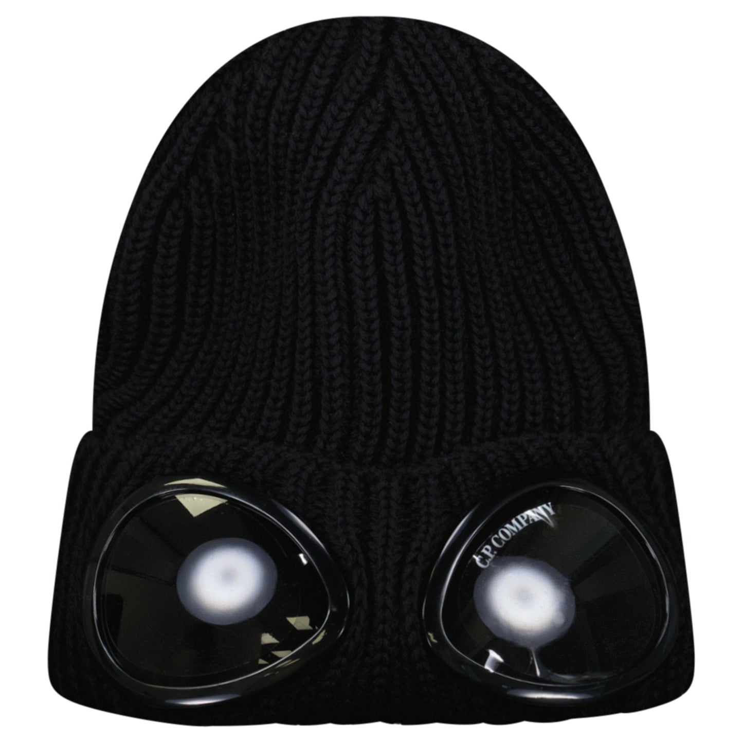 C.P. Company Extrafine Merino Wool Goggle Beanie in Black