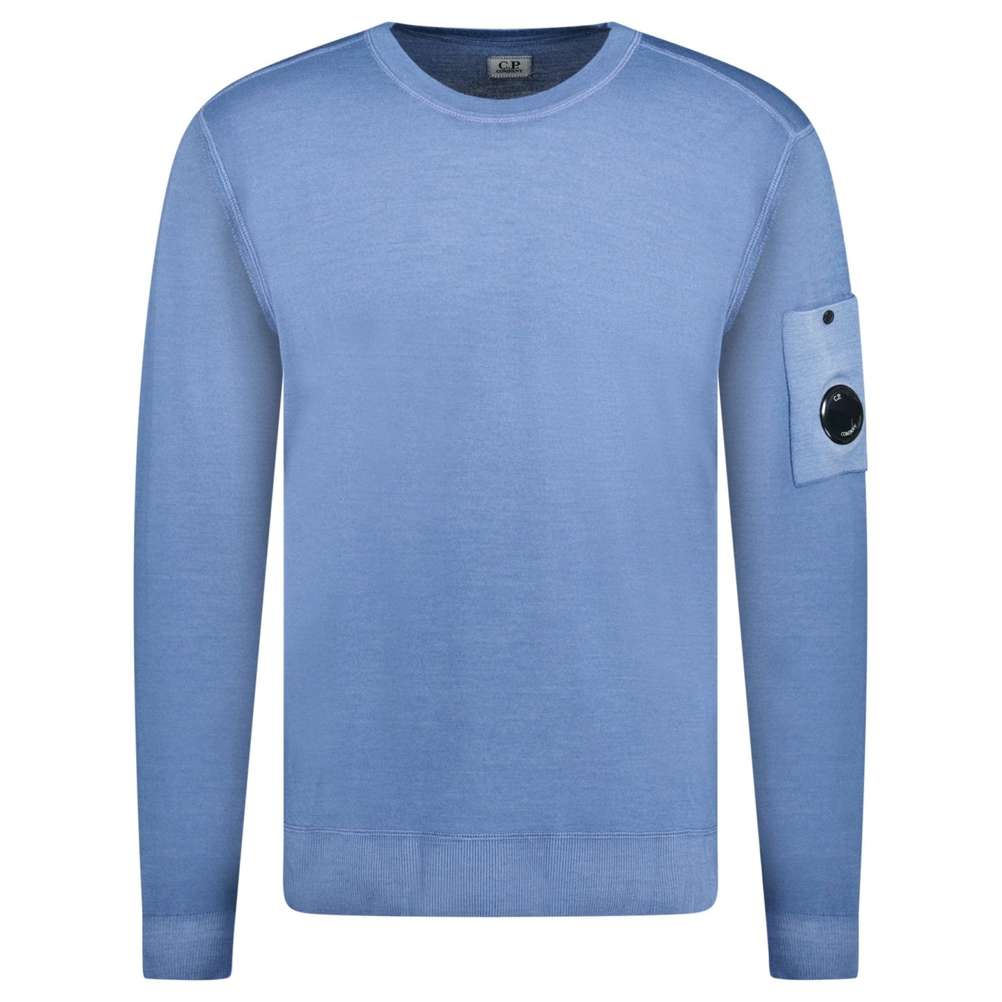 CP Company Dyed Merino Crew Neck Ribbed Knitted Jumper Flint Blue