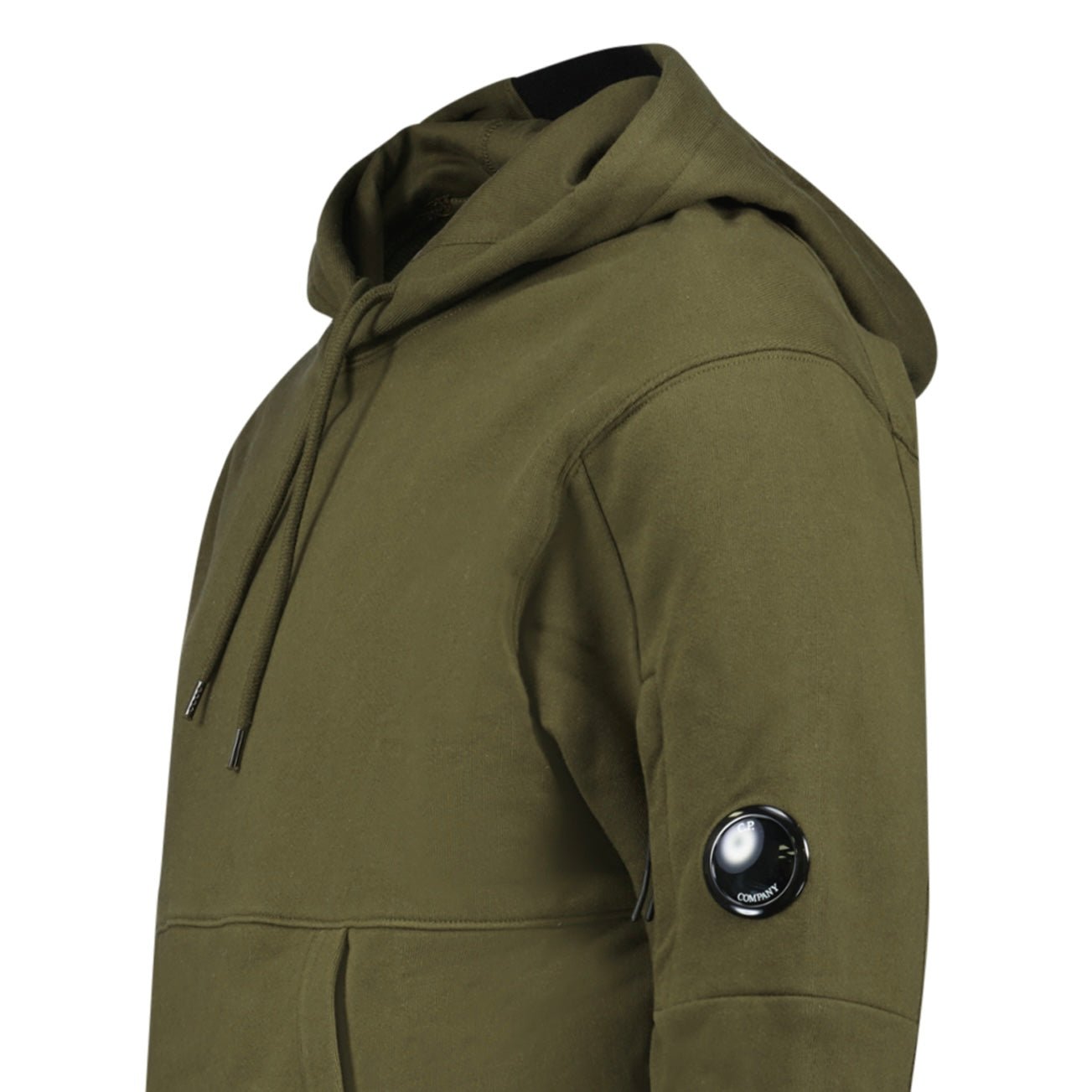 CP Company Lens Diagonal Raised Hooded Fleece Ivy Green