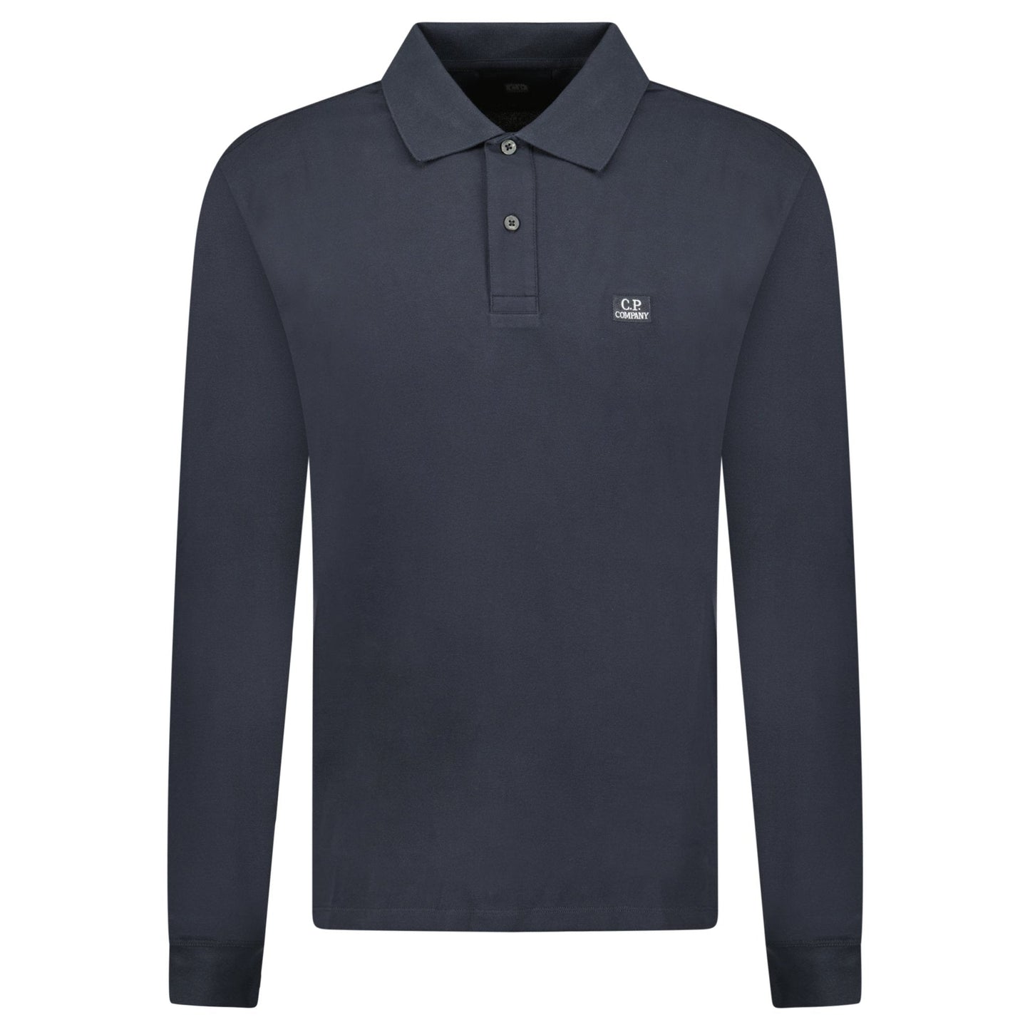 CP Company Long Sleeve Piquet Polo T-Shirt Black Sand