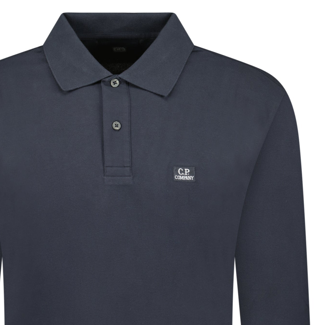 CP Company Long Sleeve Piquet Polo T-Shirt Black Sand
