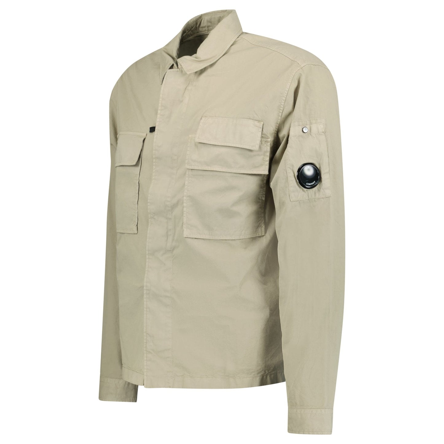 CP Company Organic Gabardine Utility Lens Shirt in Beige