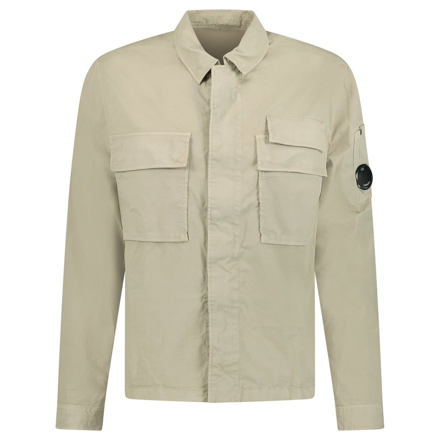 CP Company Organic Gabardine Utility Lens Shirt in Beige