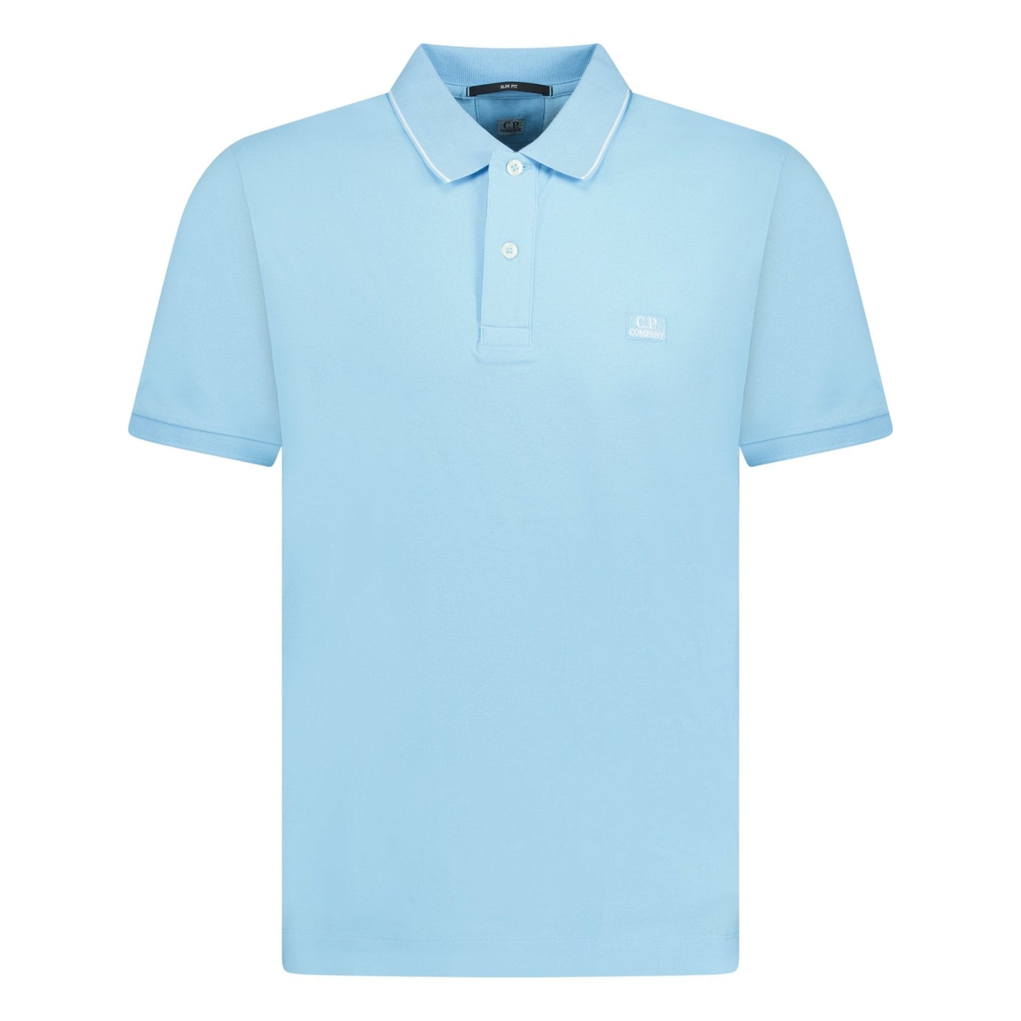 CP Company Short Sleeve Stitch Logo Polo T-Shirt Baby Blue