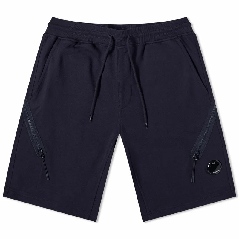 Cp Company Loose Fit Diagonal Raised Fleece Lens Shorts in Navy