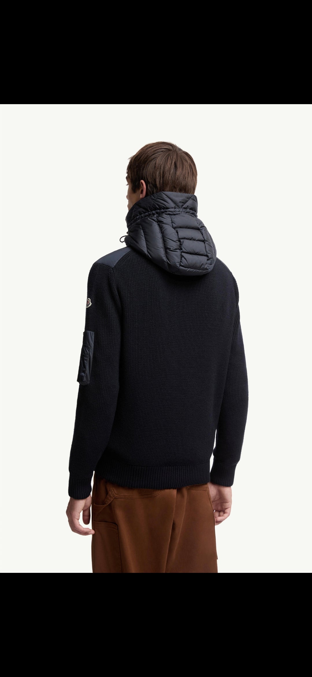 Moncler Padded Wool Cardigan In Navy