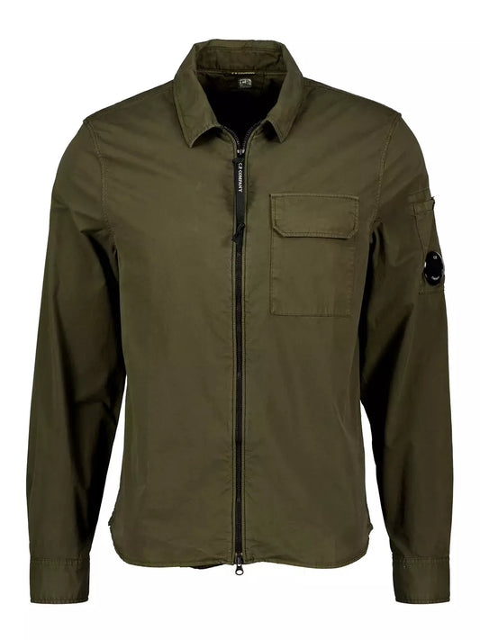 Cp Company Gabardine Zip Overshirt In Ivy Green