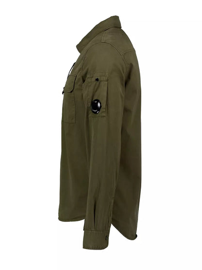 Cp Company Gabardine Zip Overshirt In Ivy Green