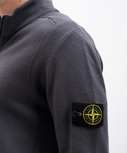 Stone Island Virgin Wool Quarter Zip Sweatshirt Dark Grey