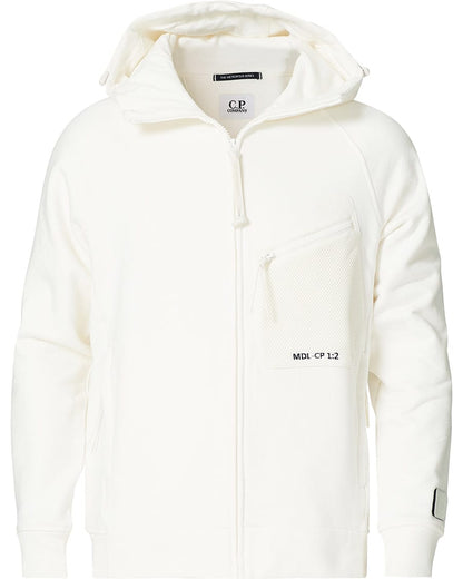 Cp Company Diagonal Raised Metropolis Hooded Full Zip in White