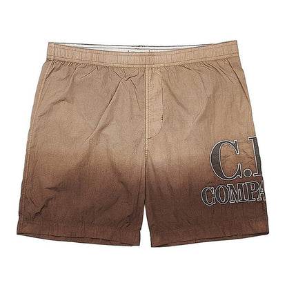 Cp Company Eco Chrome-R Immersion Dyed Logo Swim Shorts in Brown