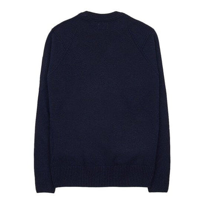 Cp Company Lambswool Lens Knit Sweatshirt In Navy