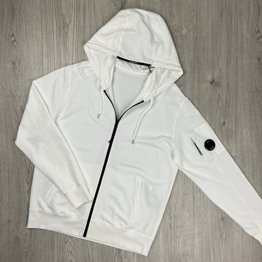 CP Company Light Fleece Zip Hoodie - White