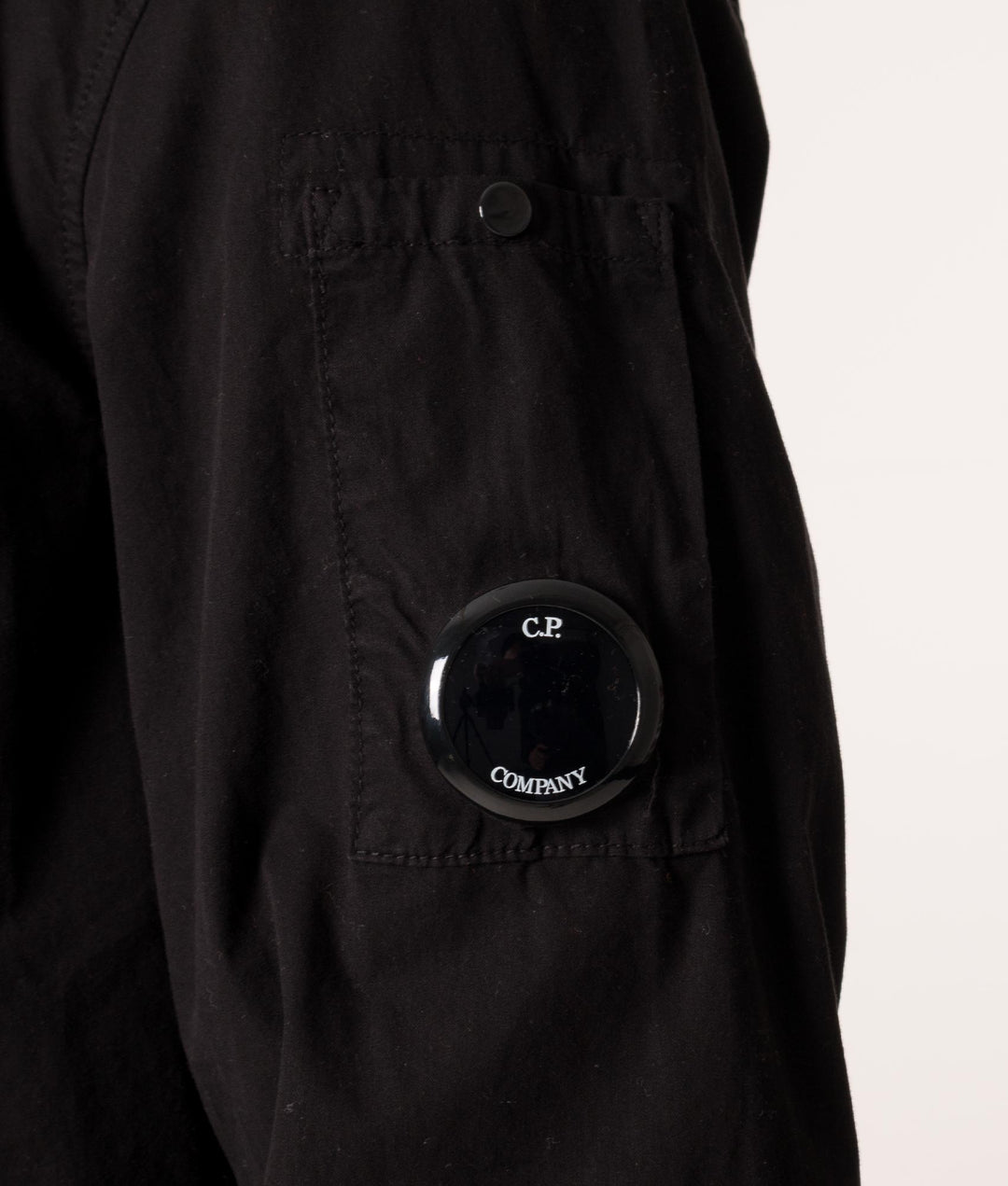 Cp Company Gabardine Full Zip Lens Shirt In Black
