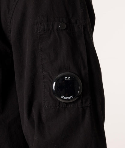 Cp Company Gabardine Full Zip Lens Shirt In Black