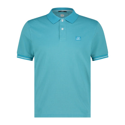 Cp Company Tacting Piquet Logo Polo Shirt In Tile Blue