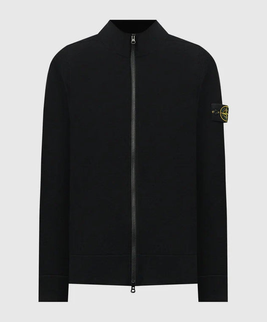 Stone Island Knit Full Zip Fleece In Black