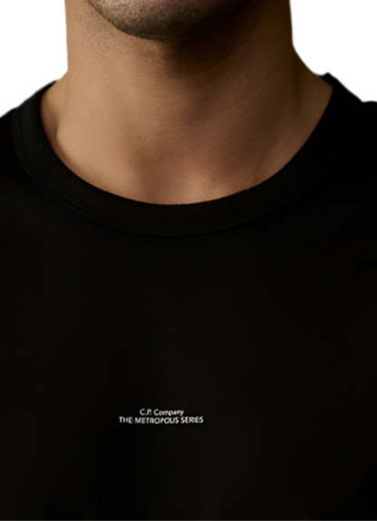 Cp Company 198A Metropolis Series Mercerised Jersey Print Logo T-Shirt in Black