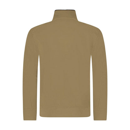 Cp Company Light Fleece Quarter Zip Lens Sweatshirt in Butternut Brown