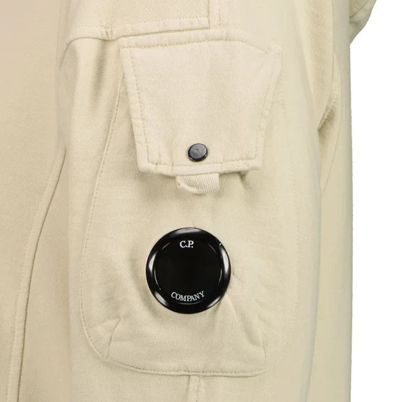 Cp Company Light Fleece Lens Overhead Hoodie in Sandshell