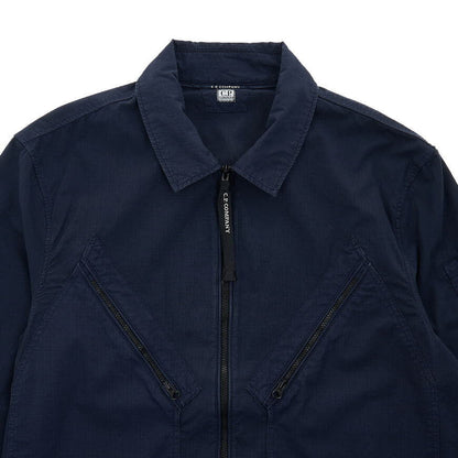 Cp Company Rip-Stop Zip Lens Shirt in Navy