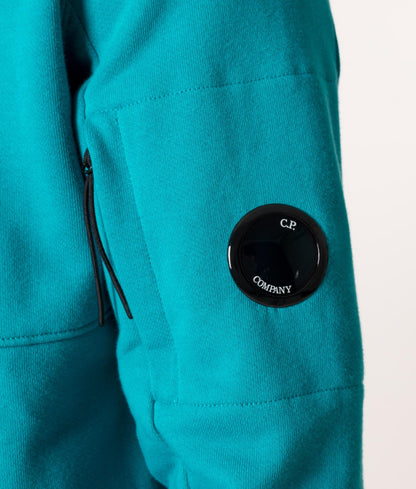 Cp Company Heavy Lens Overhead Hoodie In Tile Blue
