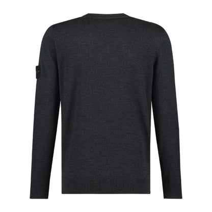 Stone Island Virgin Wool V Neck Sweatshirt in Charcoal