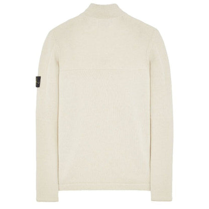 Stone Island Lambswool Half Zip Knit Sweatshirt in Stucco