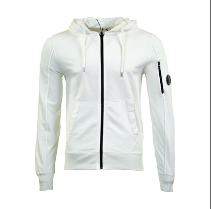 Cp Company Lens Full Zip Hoodie In White