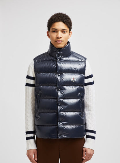 Moncler Tibb Down Gilet In Navy
