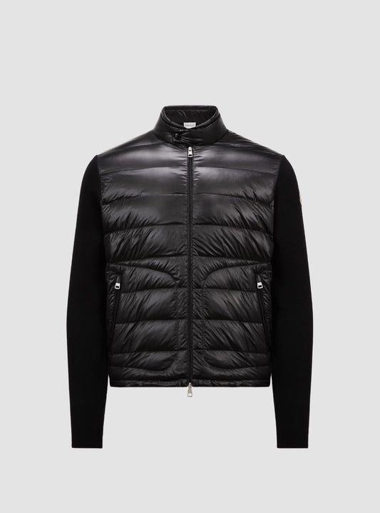 Moncler Wool Down Cardigan In Black