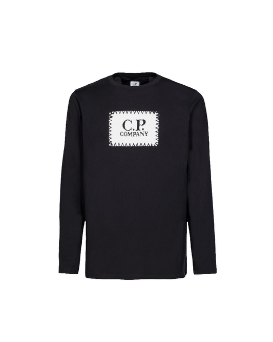 Cp Company Long Sleeve Stamp Logo T-Shirt in Black