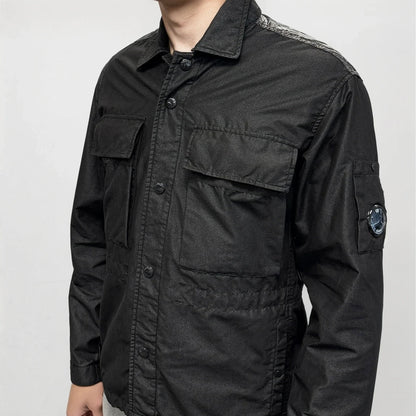 CP Company 50 Fili Tr-P Buttoned Kan D Panel Coach Jacket Black