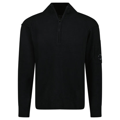 CP Company Arm Lens Wool Half Zip Knit Jumper Black