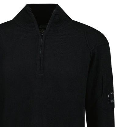 CP Company Arm Lens Wool Half Zip Knit Jumper Black