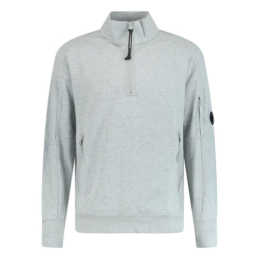 CP Company Collar 1/4 Zip Diagonal Raised Fleece Grey Melange