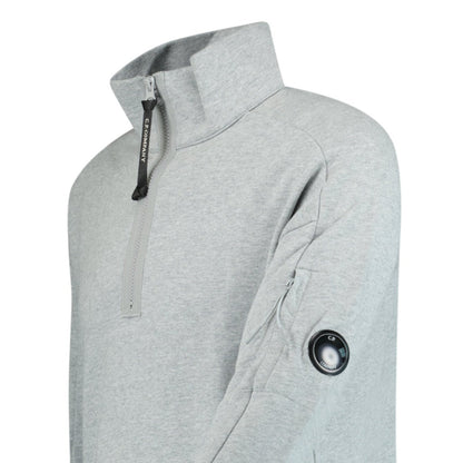 CP Company Collar 1/4 Zip Diagonal Raised Fleece Grey Melange