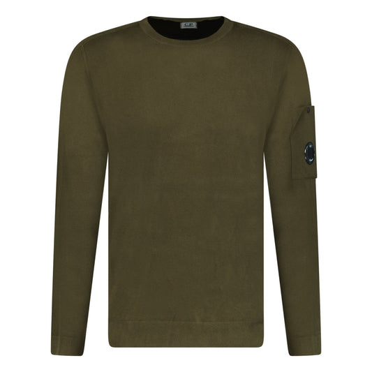 CP Company Cotton Arm Lens Knit Sweatshirt Khaki