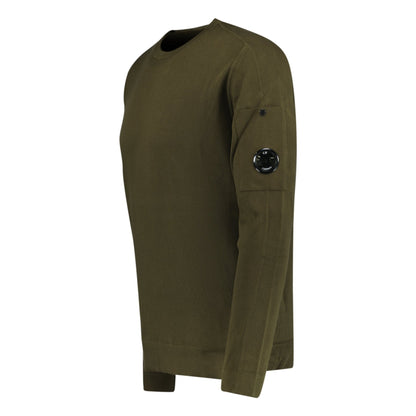 CP Company Cotton Arm Lens Knit Sweatshirt Khaki