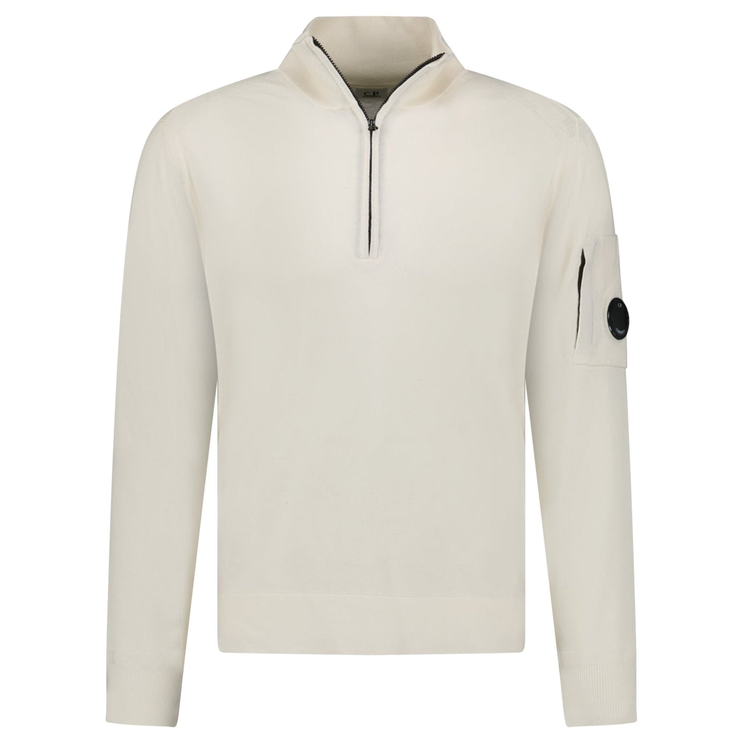 CP Company Collar 1/4 Zip Knitted Lens Fleece Gauze White