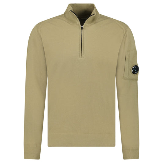 CP Company Collar 1/4 Zip Knitted Lens Fleece Sage Green