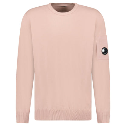 CP Company Cotton Crepe Crewneck Lens Knit in Misty Rose