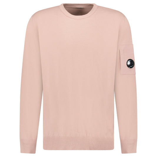 CP Company Cotton Crepe Crewneck Lens Knit in Misty Rose