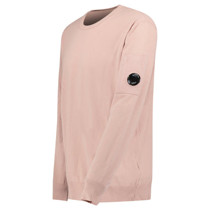 CP Company Cotton Crepe Crewneck Lens Knit in Misty Rose