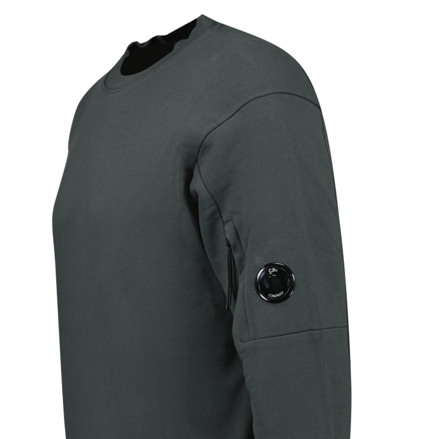 CP Company Diagonal Raised Fleece Crewneck Lens Sweatshirt Dark Shadow Grey